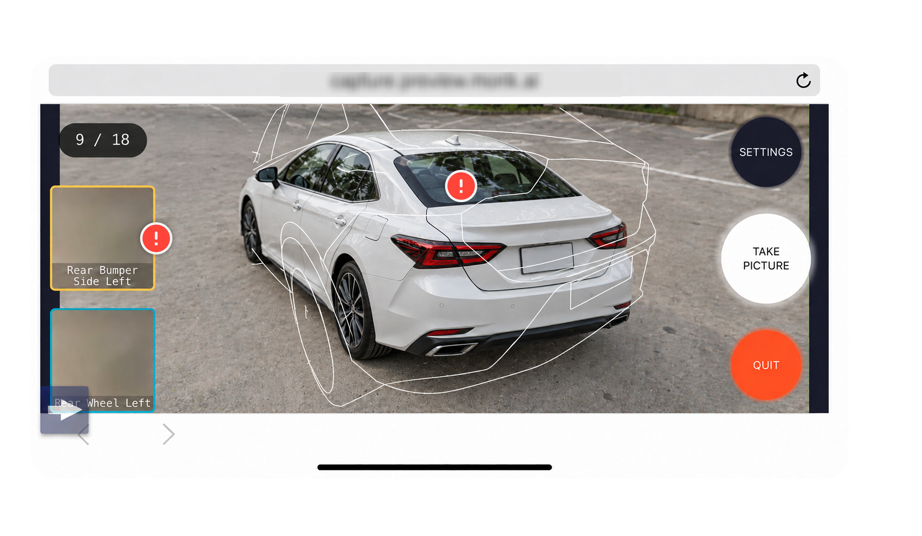 Monk capture interface from the research journal, showing a detailed vehicle overlay and photo labels.