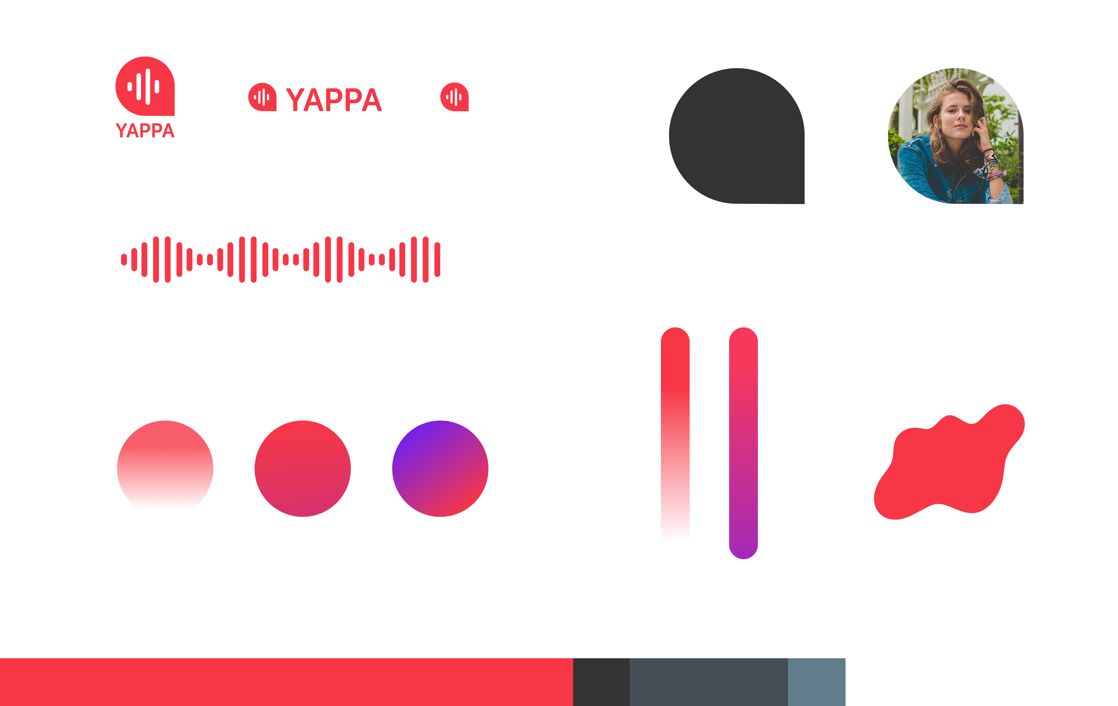Opening website mockup showing the audio and video commenting proposition, wave forms, profile portraits, and product interface.