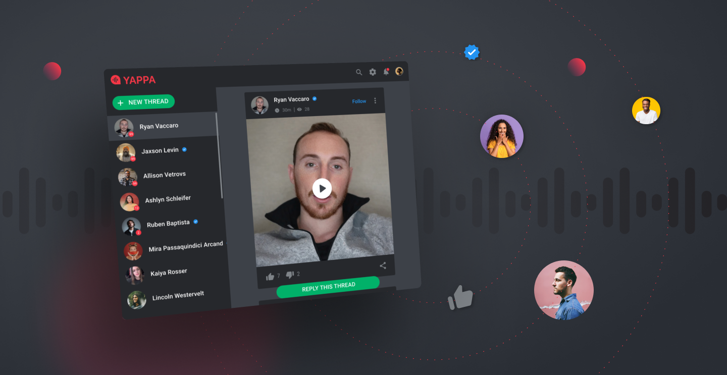 Yappa design system hero with product interface examples